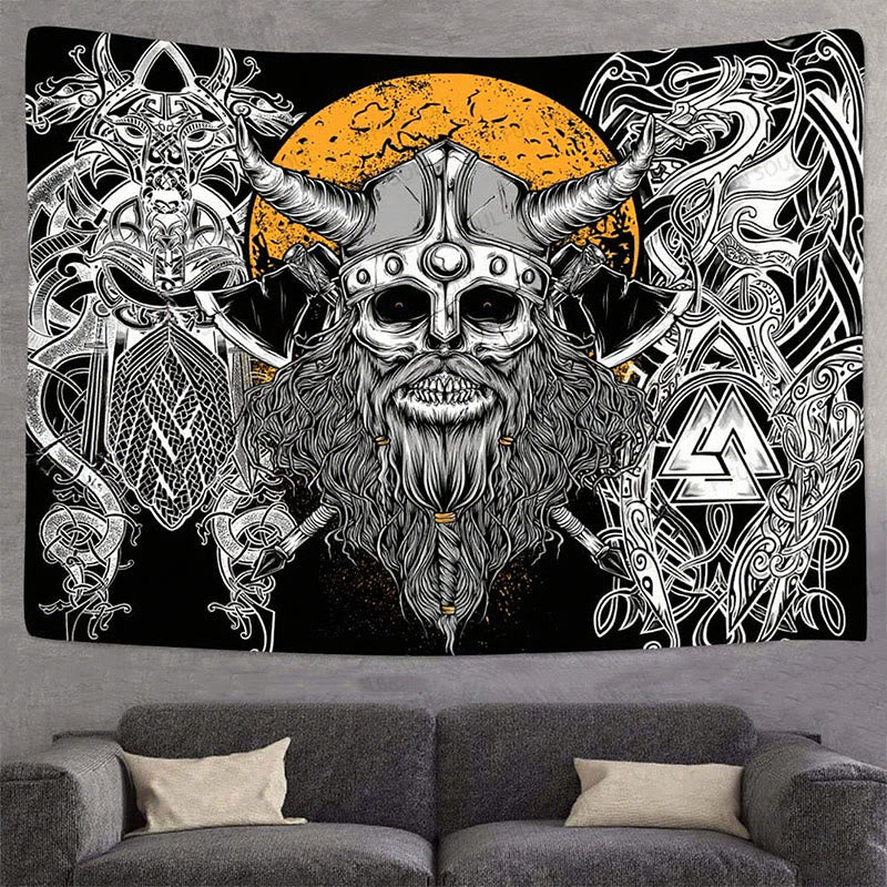 WorldNorse Viking Skull Horned Helm Nordische Waffe Wandbehang - image 2