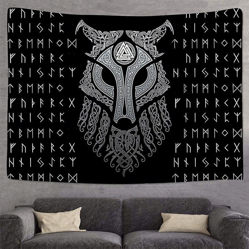 WorldNorse Celestial Fenrir Helm Rune Valknut Wandteppich - image 3