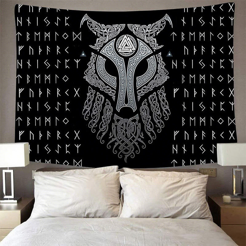WorldNorse Celestial Fenrir Helm Rune Valknut Wandteppich - image 2