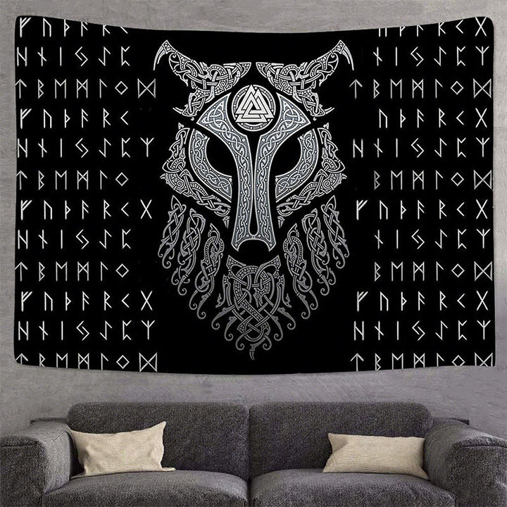 WorldNorse Celestial Fenrir Helm Rune Valknut Wandteppich - image 3