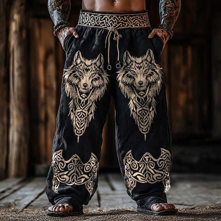 WorldNorse Wikinger-Wölfe, Keltischer Knoten , Leinenhose - US/UK/AU50, EU60 (5XL) - image 0