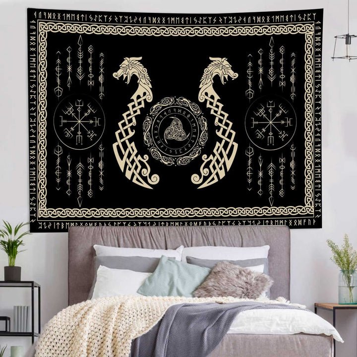 WorldNorse Wandteppich mit Nordischer Drache und Keltischer Knoten, Triquetra - image 3