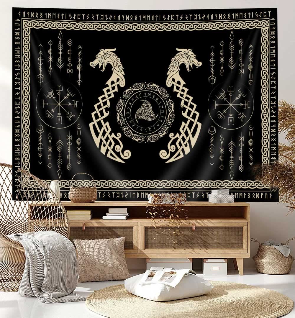 WorldNorse Wandteppich mit Nordischer Drache und Keltischer Knoten, Triquetra - image 5