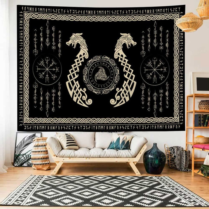 WorldNorse Wandteppich mit Nordischer Drache und Keltischer Knoten, Triquetra - image 6
