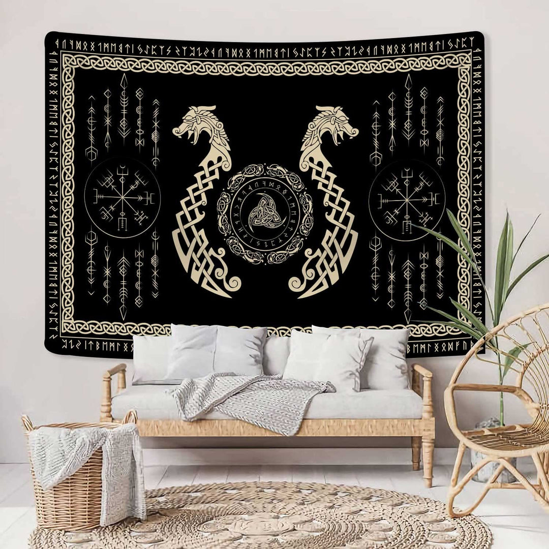 WorldNorse Wandteppich mit Nordischer Drache und Keltischer Knoten, Triquetra - image 4