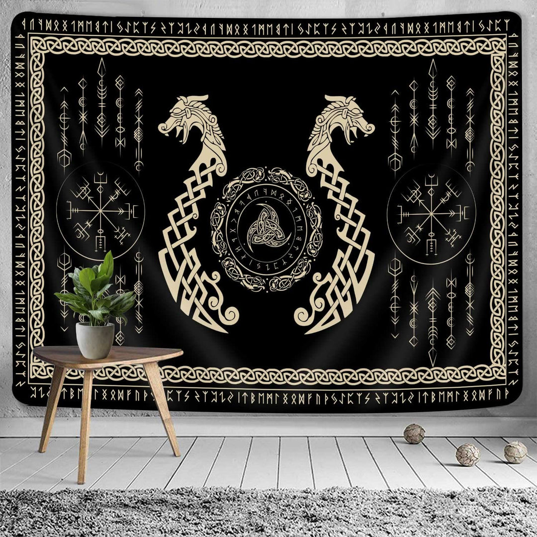 WorldNorse Wandteppich mit Nordischer Drache und Keltischer Knoten, Triquetra - image 2