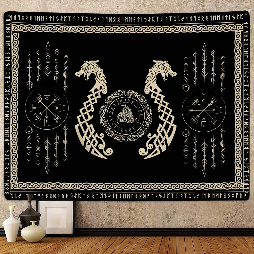 WorldNorse Wandteppich mit Nordischer Drache und Keltischer Knoten, Triquetra - image 1
