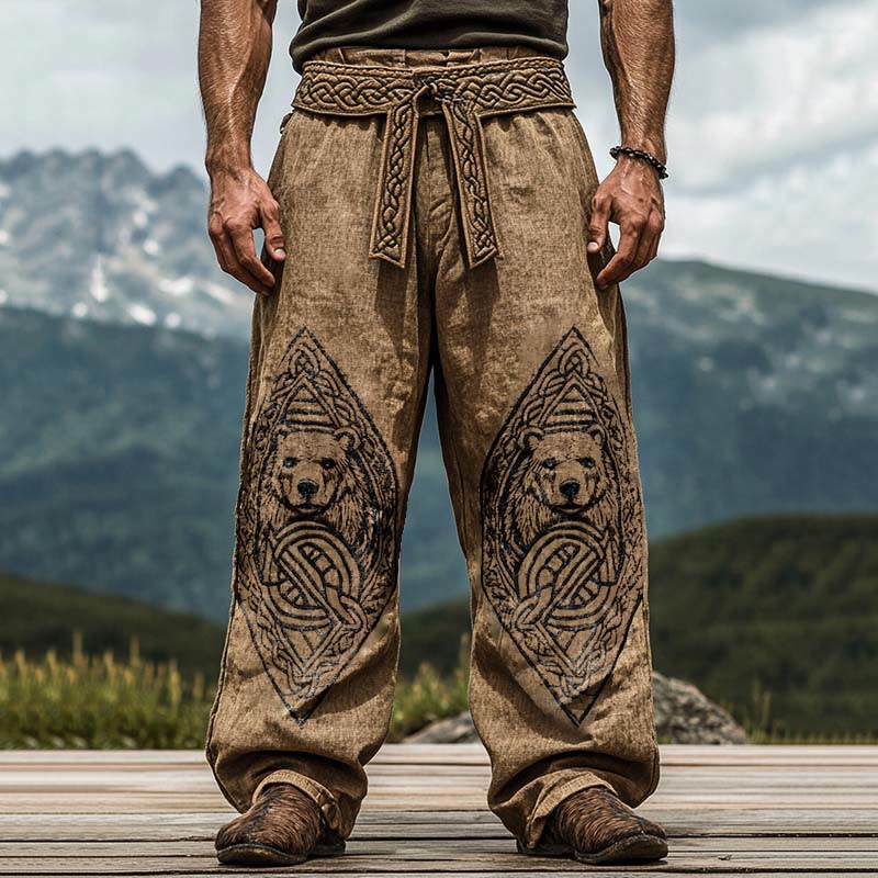 WorldNorse Mythology Wikinger Bär Keltischer Knoten Leinenhose - US/UK/AU50, EU60 (5XL) - image 0