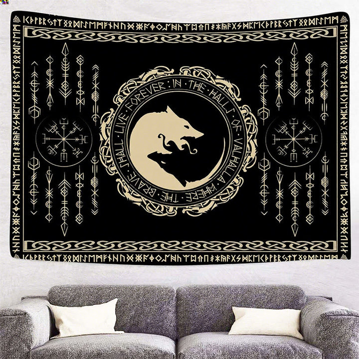 WorldNorse Mythology Wolf Vegvisir Keltischer Knoten Wandteppich - image 2