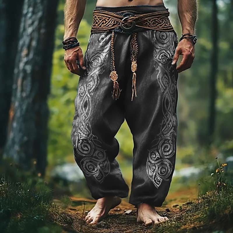 WorldNorse Viking Vintage Keltischer Knoten Leinenhose - Grau - US/UK/AU50, EU60 (5XL) - image 1