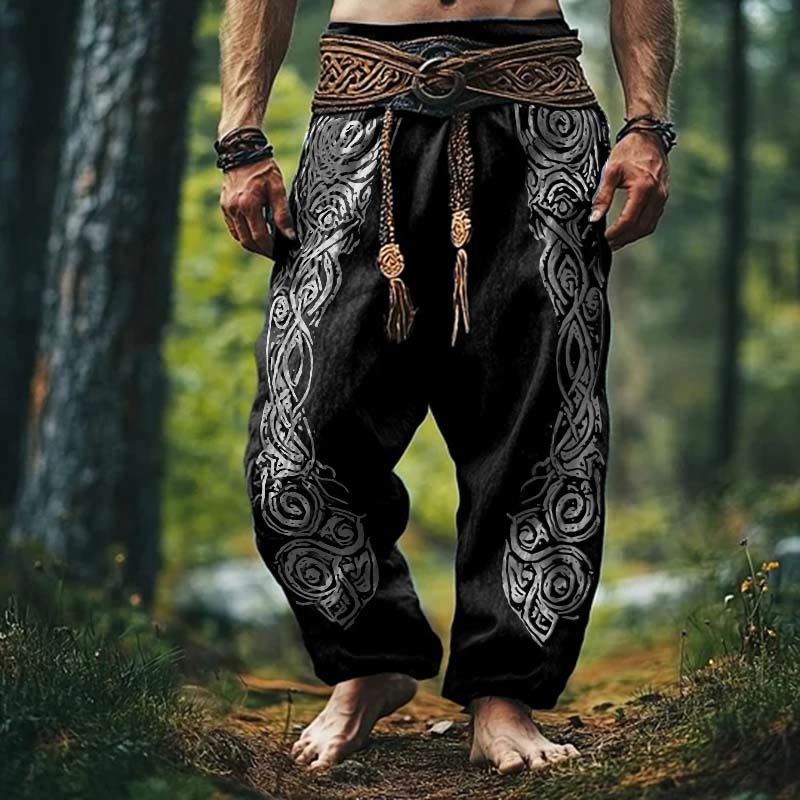 WorldNorse Viking Vintage Keltischer Knoten Leinenhose - Schwarz - US/UK/AU50, EU60 (5XL) - image 2