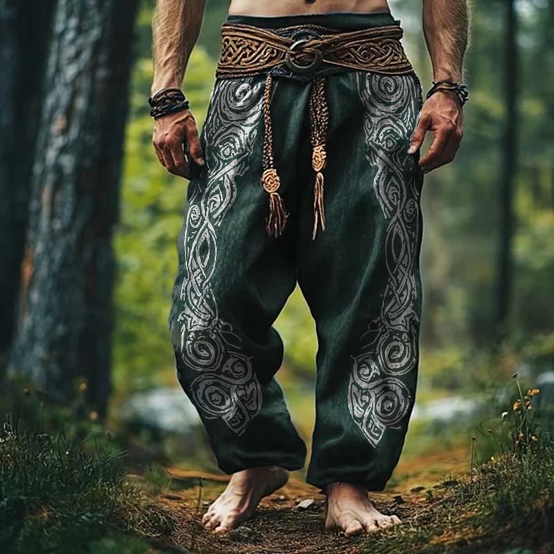 WorldNorse Viking Vintage Keltischer Knoten Leinenhose - Grün - US/UK/AU50, EU60 (5XL) - image 3