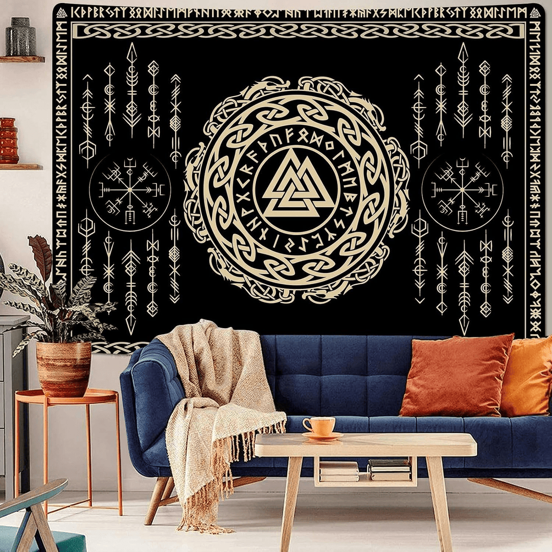 WorldNorse Valknut Keltischer Knoten Rune Wandteppich - Valknut - 180X320cm - image 0