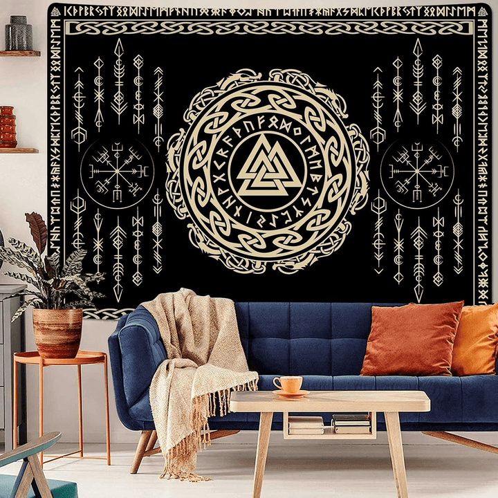 WorldNorse Valknut Keltischer Knoten Rune Wandteppich - Valknut - 180X320cm - image 0