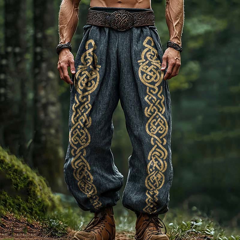 WorldNorse Viking Doppellagige Leinenhose mit Keltischer Knoten - US/UK/AU50, EU60 (5XL) - image 0