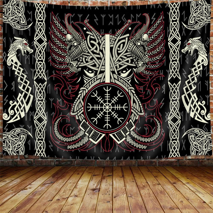 WorldNorse Dragon Helm Of Awe Dreifaches Horn von Odin Wandbehang - image 1