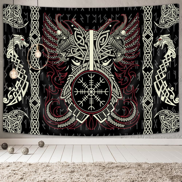 WorldNorse Dragon Helm Of Awe Dreifaches Horn von Odin Wandbehang - image 2