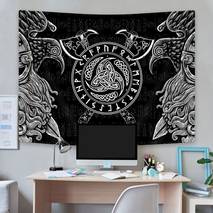 WorldNorse Wikinger Axt Raven Triple Horn Of Odin Wandbehang - image 2