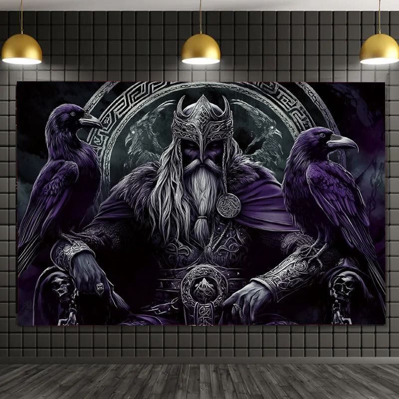 WorldNorse Gothic Lila Raben Ritter Wandteppich - image 3