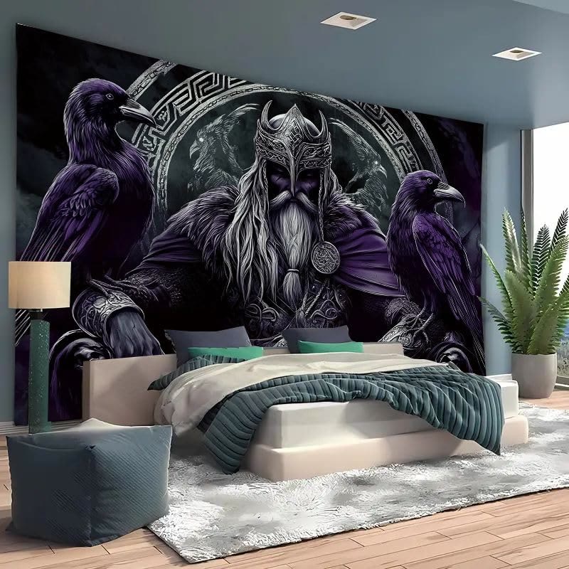 WorldNorse Gothic Lila Raben Ritter Wandteppich - image 2