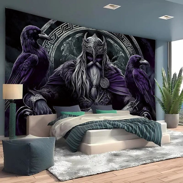 WorldNorse Gothic Lila Raben Ritter Wandteppich - image 2
