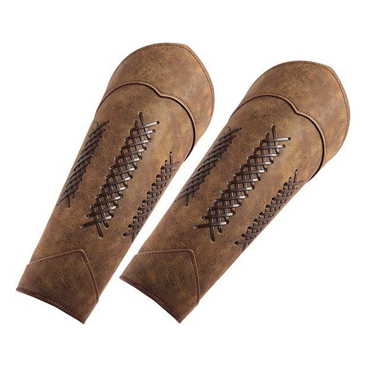 WorldNorse Punk Armschienen aus Leder mit verstellbarer Schnalle - Braun - image 0