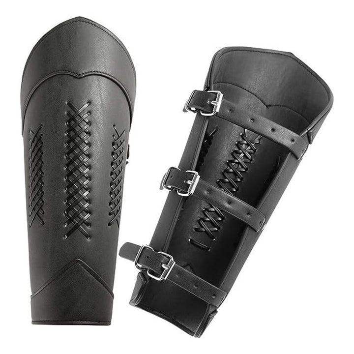 WorldNorse Punk Armschienen aus Leder mit verstellbarer Schnalle - Schwarz - image 3