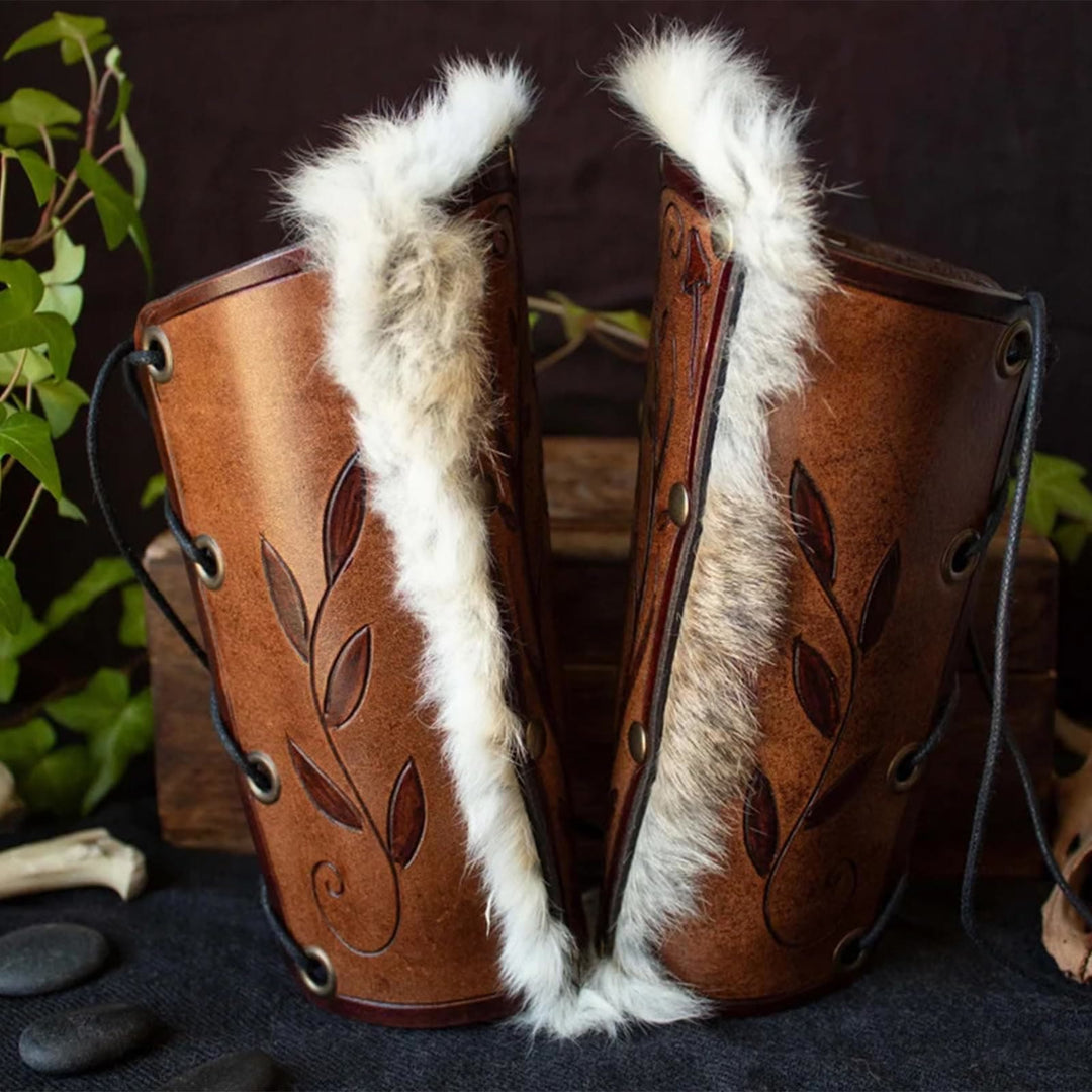 WorldNorse Armschienen mit floralem Schwert und geprägtem Muster - image 2