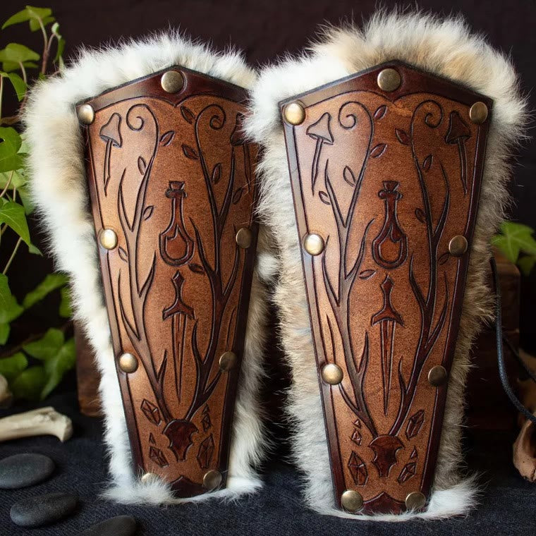 WorldNorse Armschienen mit floralem Schwert und geprägtem Muster - image 1