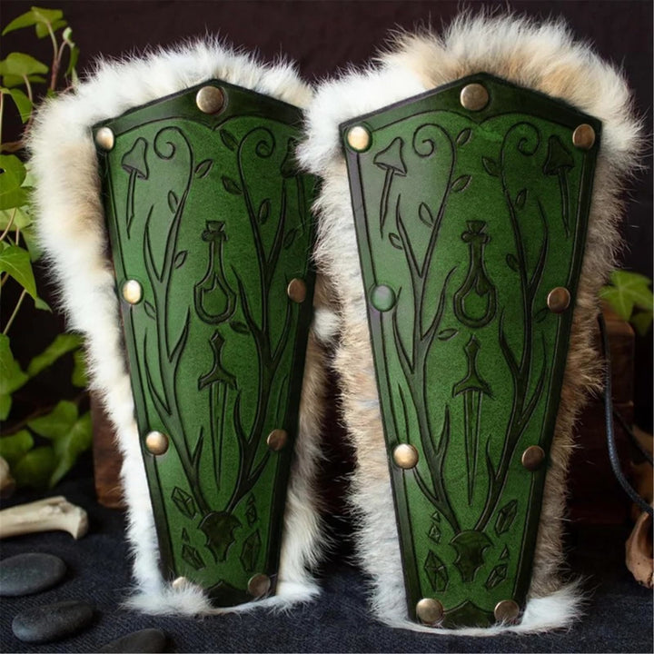 WorldNorse Armschienen mit floralem Schwert und geprägtem Muster - Grün - image 5