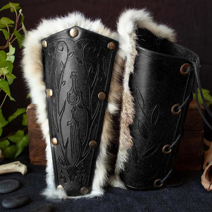 WorldNorse Armschienen mit floralem Schwert und geprägtem Muster - image 4