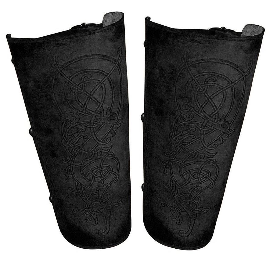 WorldNorse Armschienen aus Leder mit nordischem Drachen und Keltischer Knoten - Schwarz - image 2