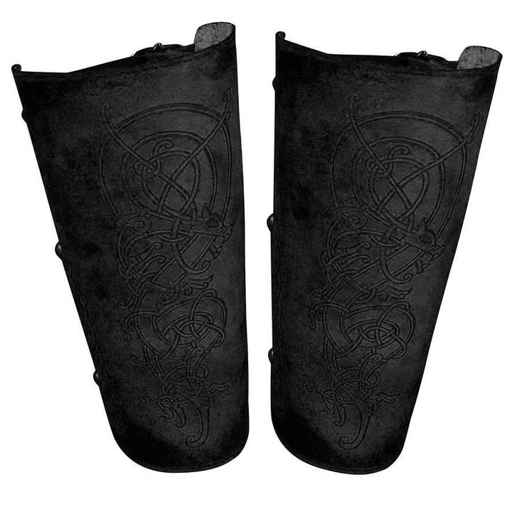 WorldNorse Armschienen aus Leder mit nordischem Drachen und Keltischer Knoten - Schwarz - image 2