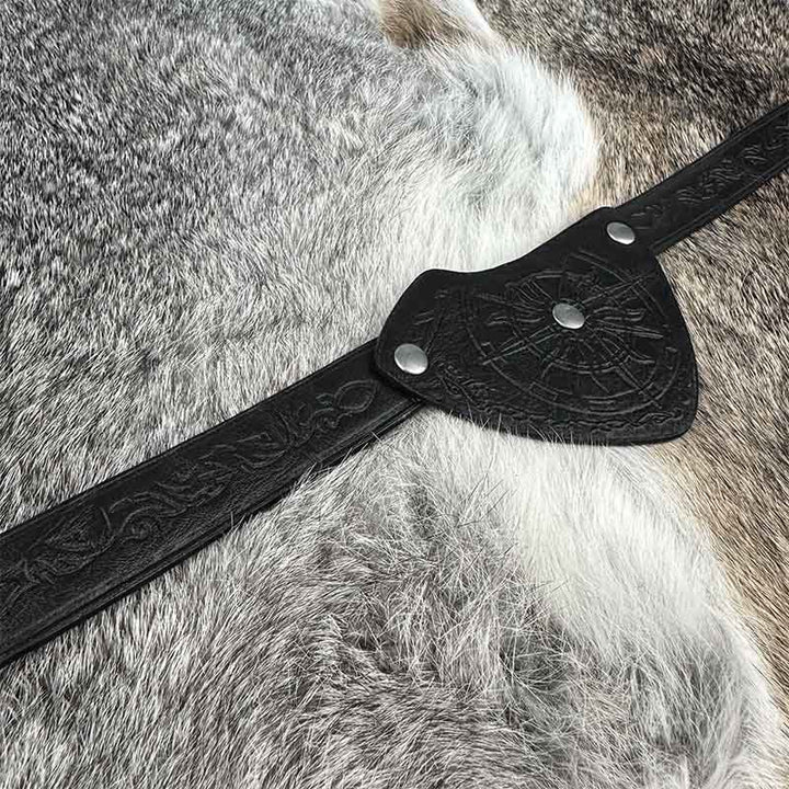 WorldNorse Wikinger-Kompass-Augenklappe aus geprägtem Leder - image 4