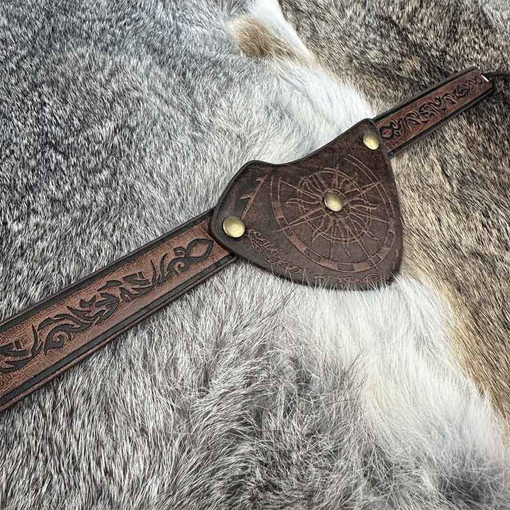 WorldNorse Wikinger-Kompass-Augenklappe aus geprägtem Leder - image 9