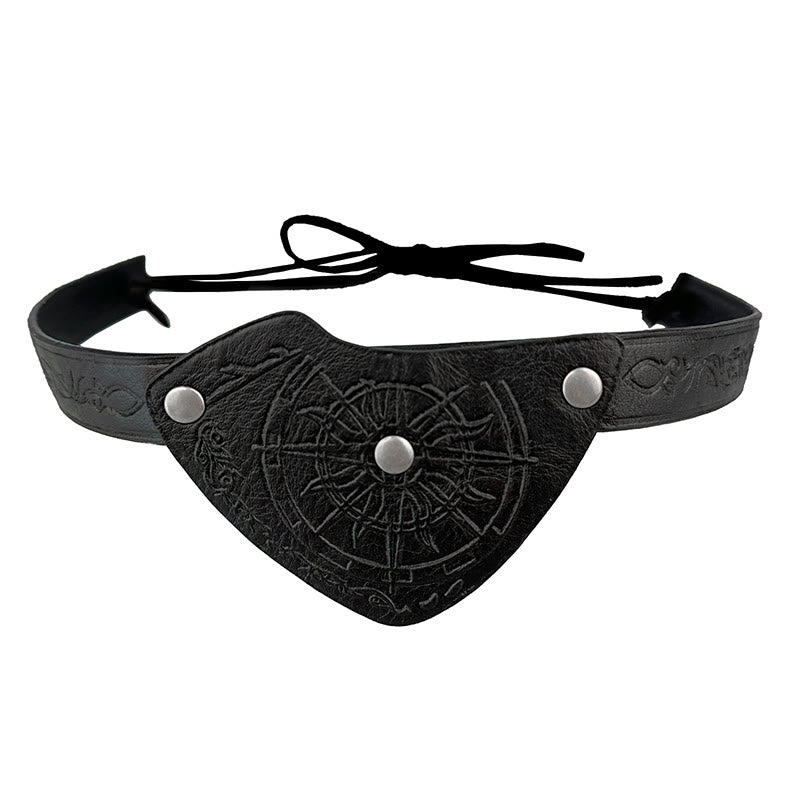 WorldNorse Wikinger-Kompass-Augenklappe aus geprägtem Leder - image 1