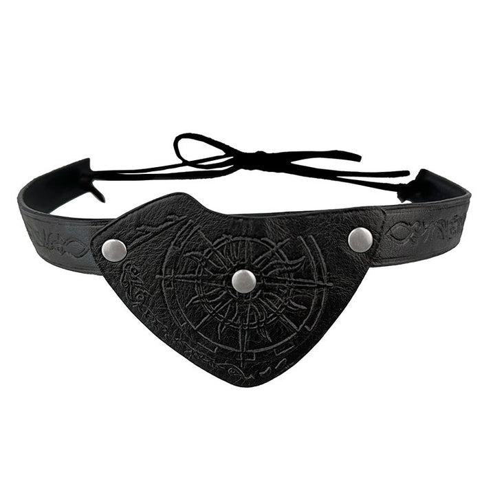 WorldNorse Wikinger-Kompass-Augenklappe aus geprägtem Leder - image 1