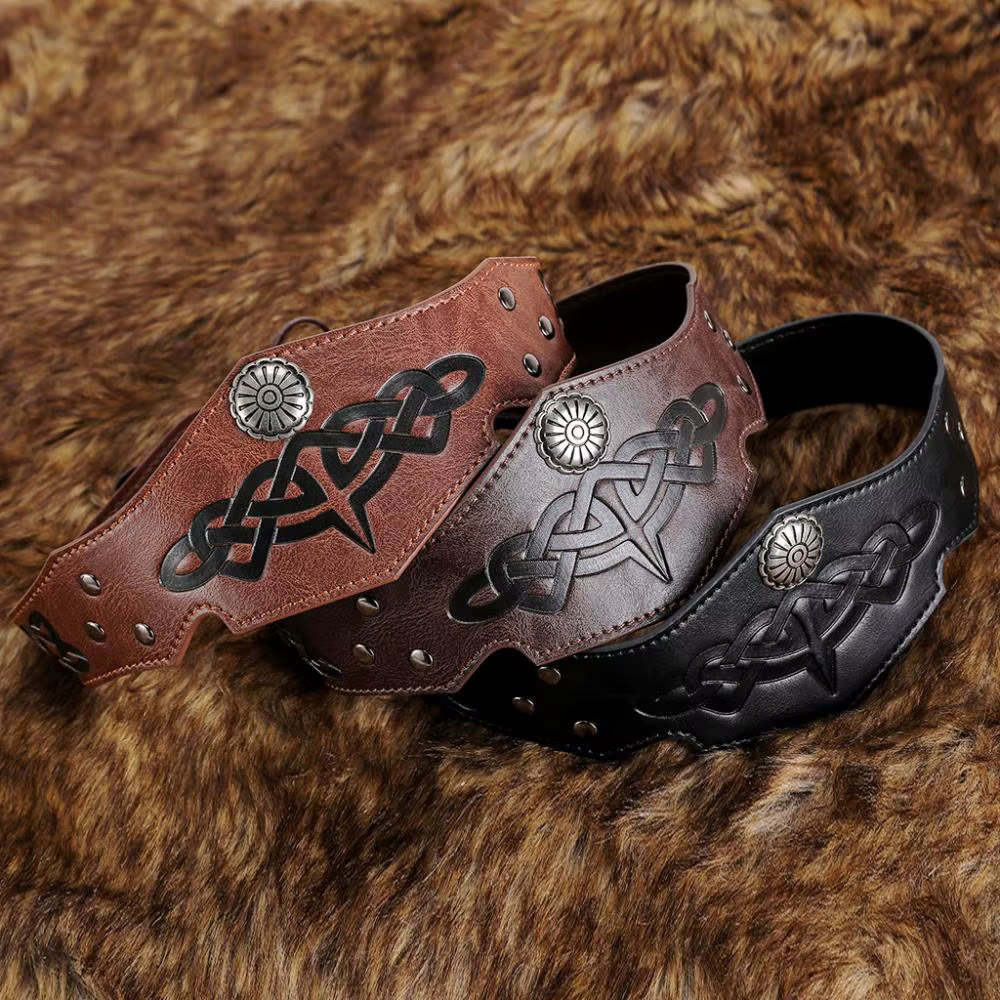 WorldNorse Mittelalterliches Renaissance-Stirnband mit Keltischer Knoten aus Leder - image 0