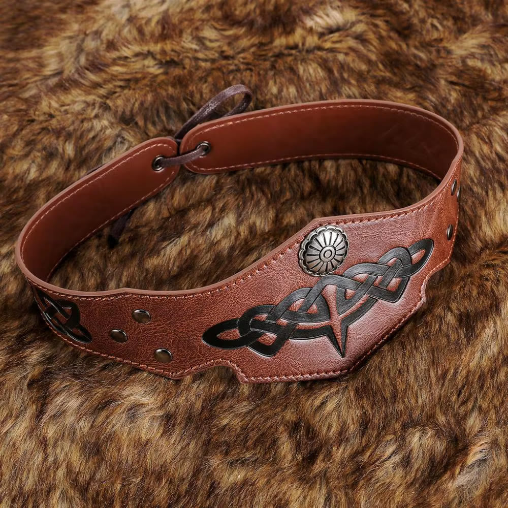 WorldNorse Mittelalterliches Renaissance-Stirnband mit Keltischer Knoten aus Leder - Braun - image 2
