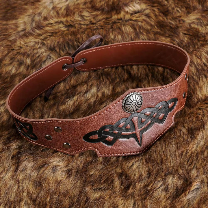 WorldNorse Mittelalterliches Renaissance-Stirnband mit Keltischer Knoten aus Leder - Braun - image 2