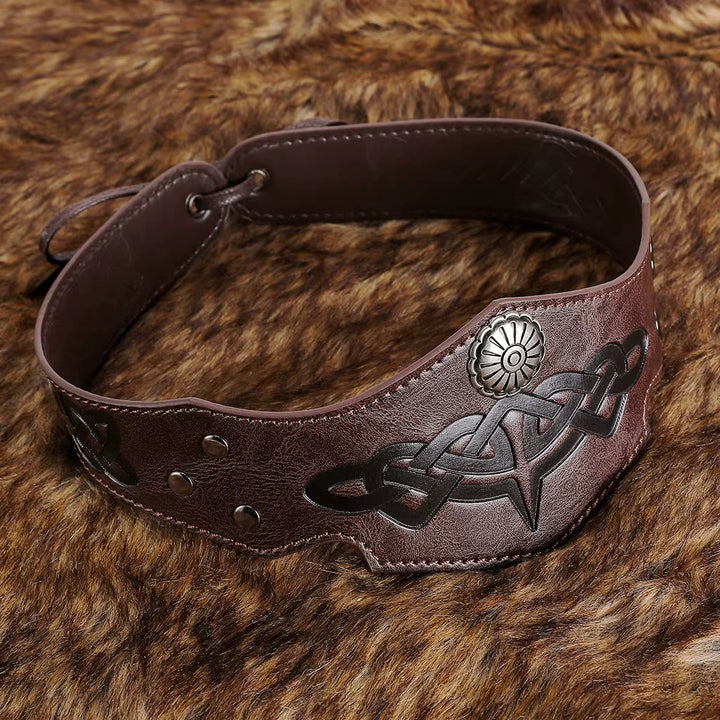 WorldNorse Mittelalterliches Renaissance-Stirnband mit Keltischer Knoten aus Leder - Dunkelbraun - image 3