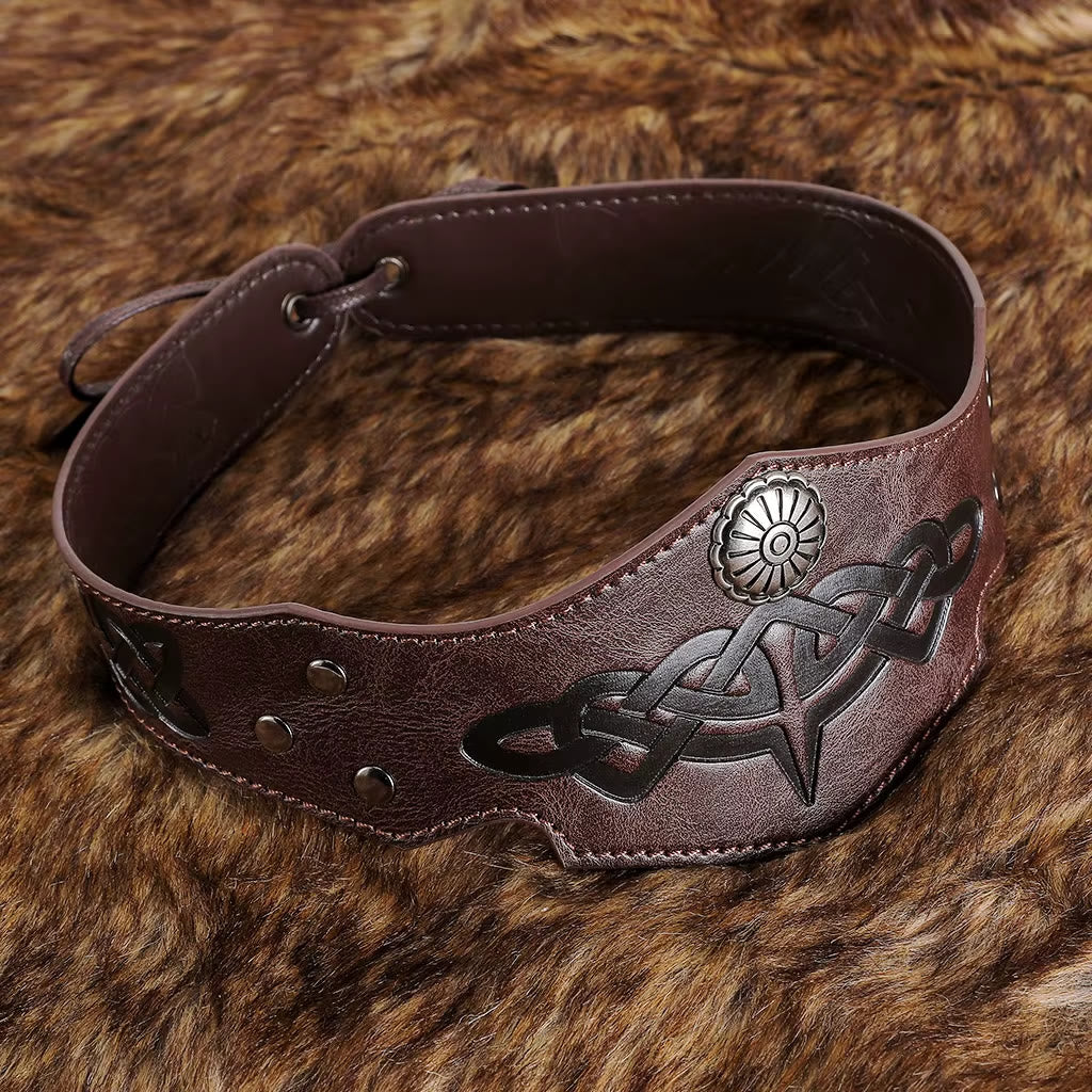 WorldNorse Mittelalterliches Renaissance-Stirnband mit Keltischer Knoten aus Leder - Dunkelbraun - image 3