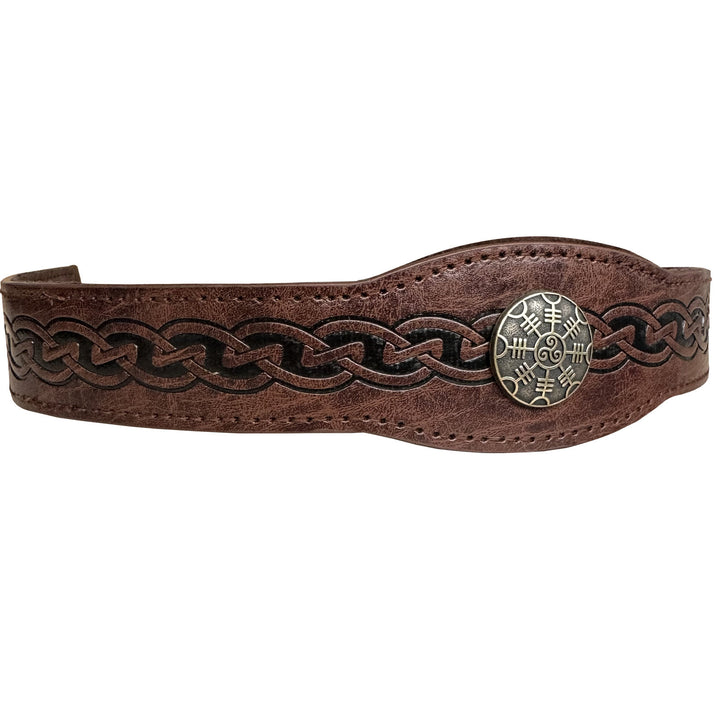 WorldNorse Retro-Stirnband mit Keltischer Knoten und Helm der Ehrfurcht - Kreisförmig - Dunkelbraun - image 4