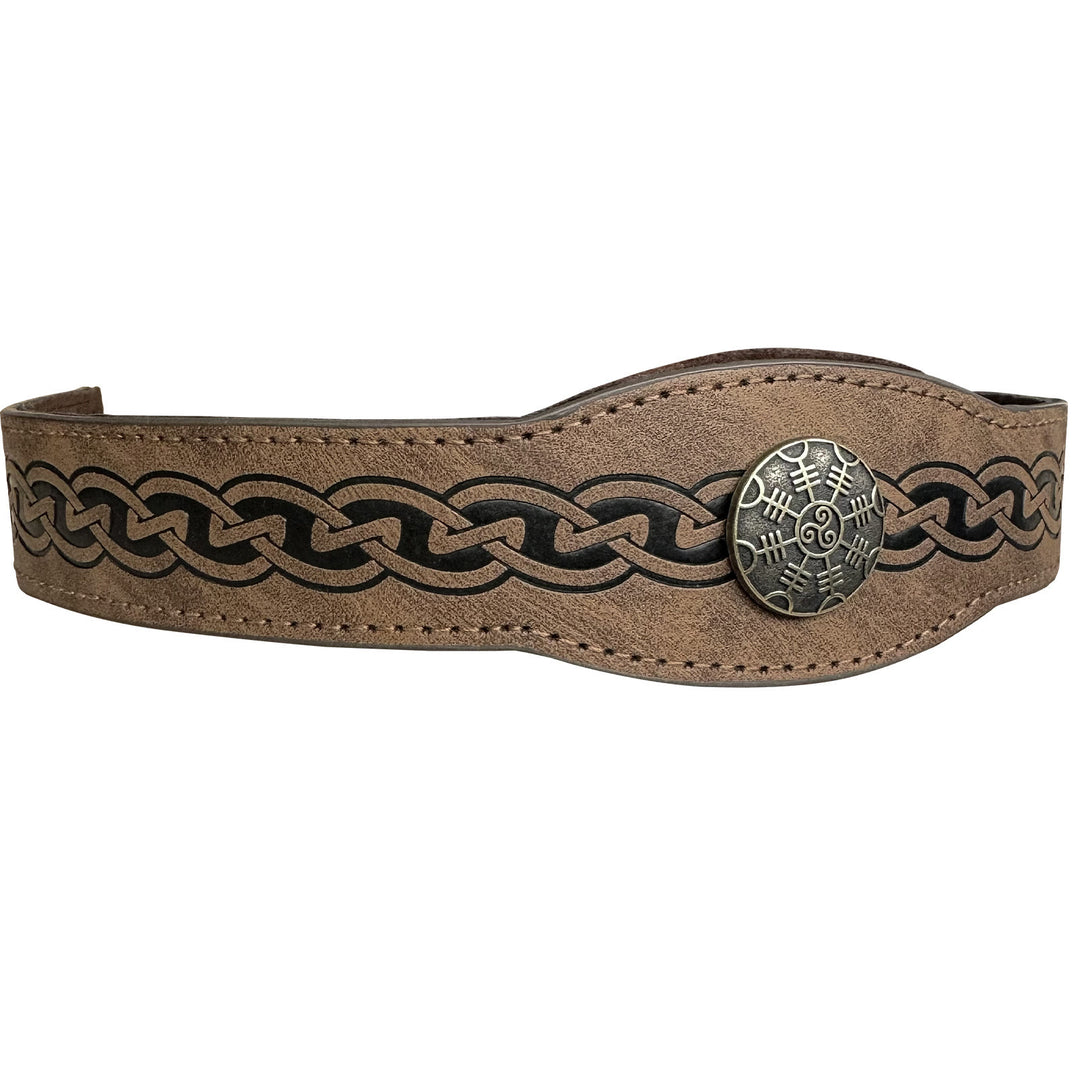 WorldNorse Retro-Stirnband mit Keltischer Knoten und Helm der Ehrfurcht - Kreisförmig - Braun - image 2