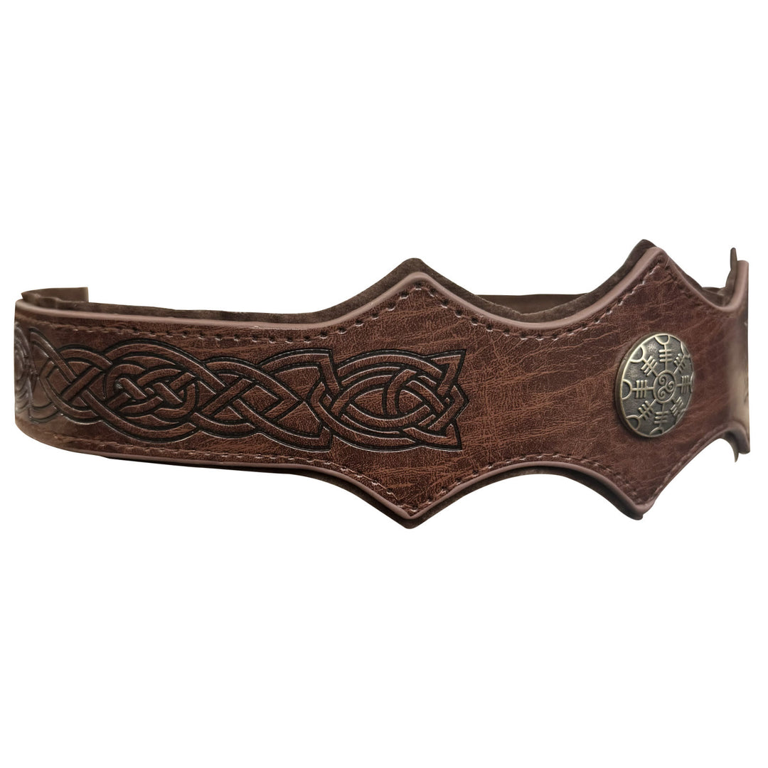 WorldNorse Retro-Stirnband mit Keltischer Knoten und Helm der Ehrfurcht - Wellenförmig - Dunkelbraun - image 9