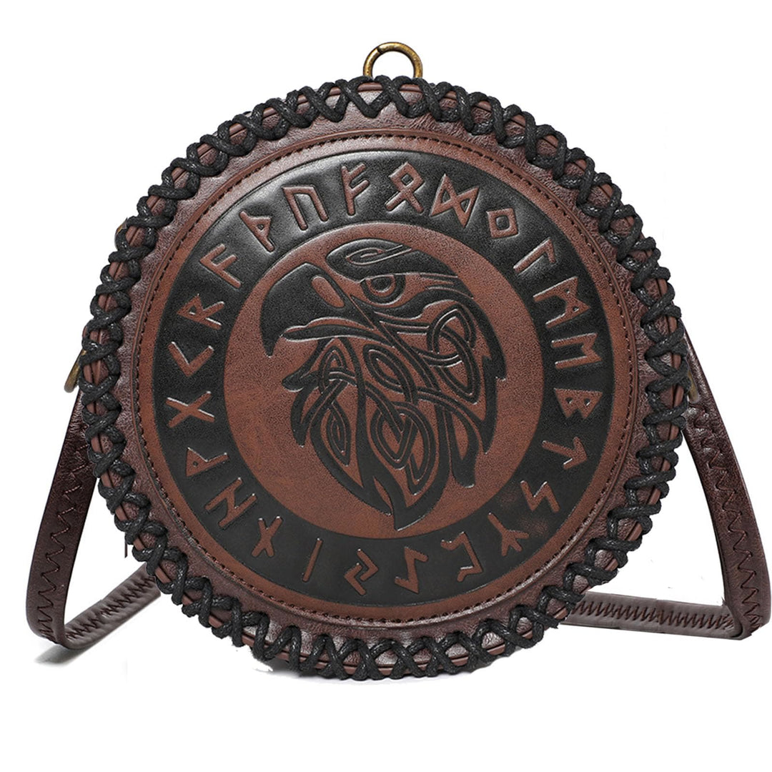 WorldNorse Viking Rune Eagle Umhängetasche mit Prägung - Dunkelbraun - image 0
