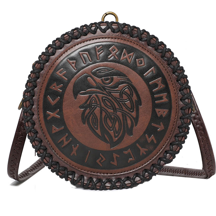 WorldNorse Viking Rune Eagle Umhängetasche mit Prägung - Dunkelbraun - image 0