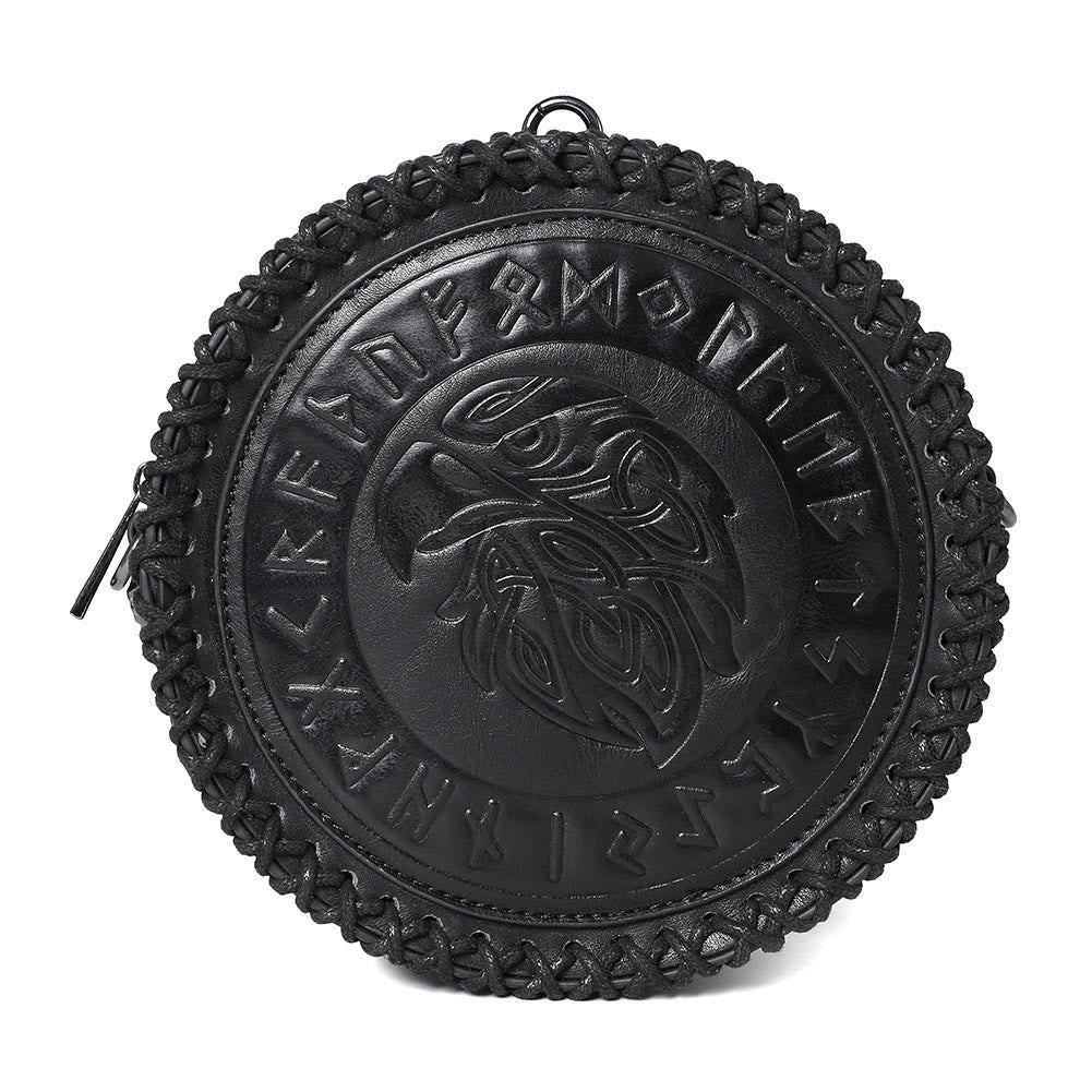 WorldNorse Viking Rune Eagle Umhängetasche mit Prägung - Schwarz - image 6