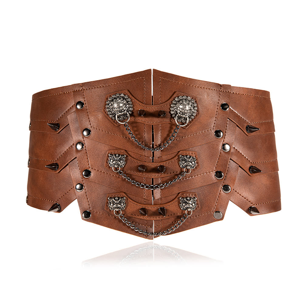 WorldNorse Damen-Bund mit baumelnder Kette und Spike-Schnürung - Braun - image 0