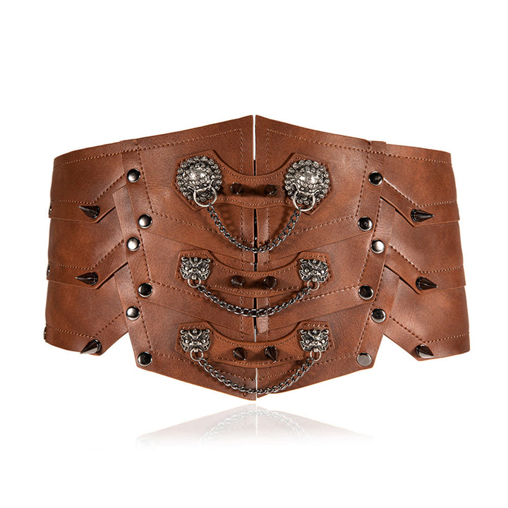WorldNorse Damen-Bund mit baumelnder Kette und Spike-Schnürung - Braun - image 0